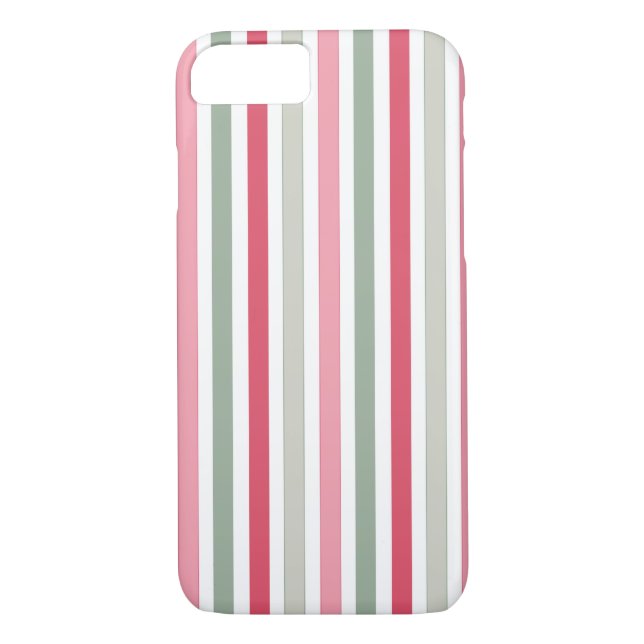 Chic Pink and Green Stripes Case-Mate iPhone Case (Back)