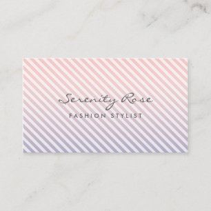 Chic Pink and Purple Ombre Stripes Fashion Design Business Card