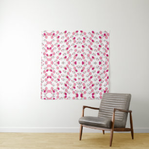 Chic pink and red Floral print seamless pattern Tapestry