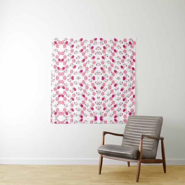Chic pink and red Floral print seamless pattern Tapestry (In Situ (Horizontal))
