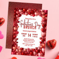 Chic Pink and Red Hearts Galentine's Brunch