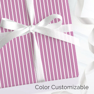 Chic Pink and White Minimalist Thin Stripe Wrapping Paper