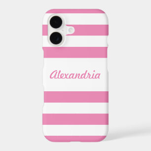 Chic Pink and White Stripes Personalised