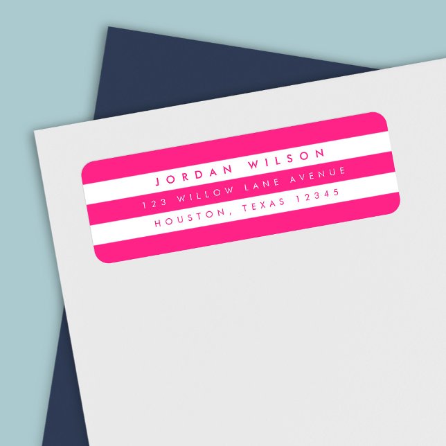 Chic Pink and White Stripes Return Address (Creator Uploaded)