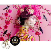 Chic Pink and Yellow Floral Birdcage Hat Decoupage