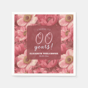 Chic Pink Anemones Forty Birthday Gift For Granpa Napkin