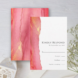 Chic Pink Art RSVP Wedding Response Card