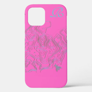 Chic Pink Bee  Monogram Case-Mate iPhone Case