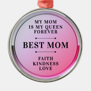 Chic Pink Best Mum First Place Champion Medal Metal Tree Decoration