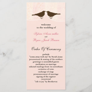 Chic pink bird cage, love birds wedding programs programme