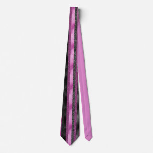 Chic Pink Black Glitter Stripe Glam Personalised Tie