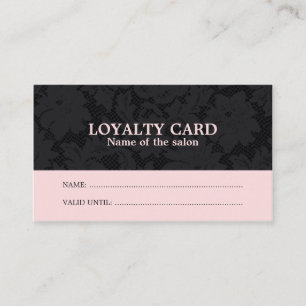 Chic Pink Black Lace Hair Salon Loyalty Card