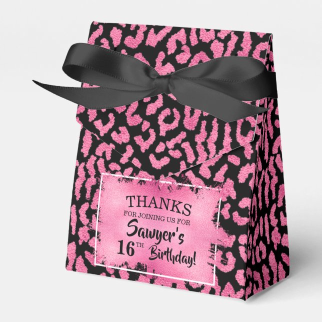 Chic Pink Black Leopard Print Favour Box (Front Side)