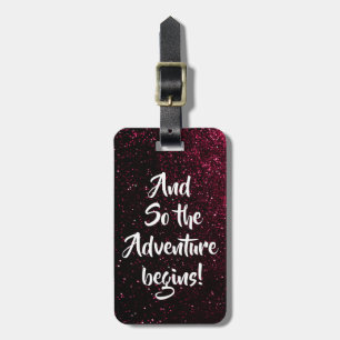 Chic Pink & Black Night Sky   Personalised Travel Luggage Tag