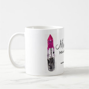 Chic pink black silver watercolor lipstick Makeup Coffee Mug