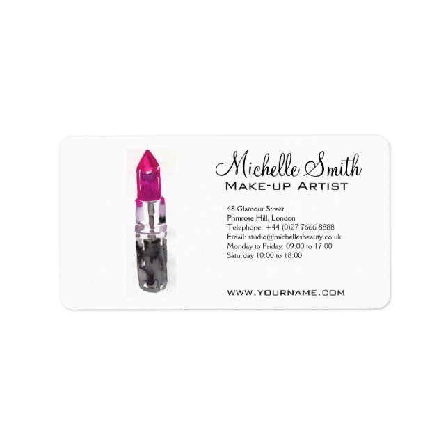 Chic pink black silver watercolor lipstick Makeup  Label (Front)