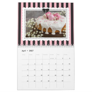Chic Pink Black Stripes Bow Promo Photos Calendar