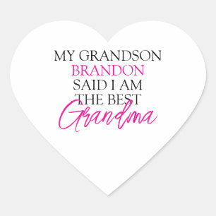 Chic Pink & Black Text Grandchildren Funny Grandma Heart Sticker