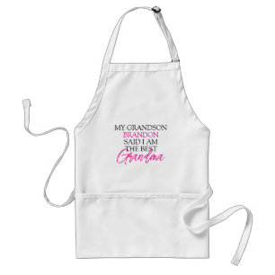 Chic Pink & Black Text Grandchildren Funny Grandma Standard Apron