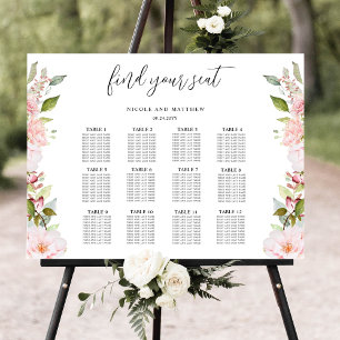 Chic Pink Blush, Rose Gold Wedding Seating Chart