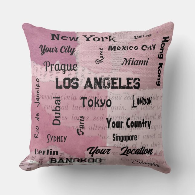 chic pink blush rustic mega cities of the world   cushion (Front)