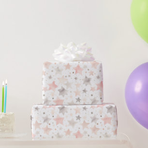 Chic Pink Blush Stars Birthday Wrapping Paper