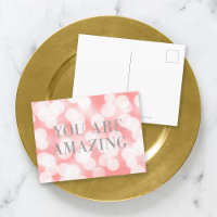 Chic Pink Bokeh Lights Faux Silver You Are Amazing