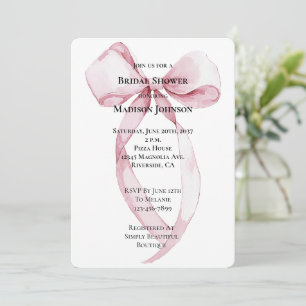 Chic Pink Bow Bridal Shower Invitation