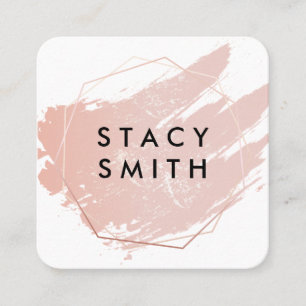 Chic Pink Brushed Posh Artistic Geometric Square Business Card
