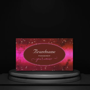 Chic Pink Burgundy Marbled Glitter Stars Stylish Business Card
