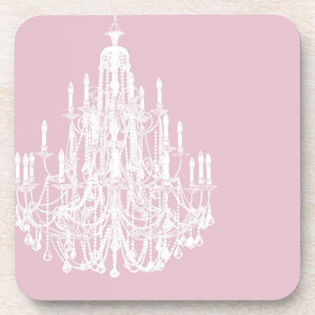 Chic Pink Chandelier Coaster (Front)