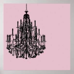 Chic Pink Chandelier Poster
