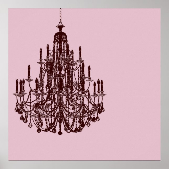 Chic Pink Chandelier Poster (Front)