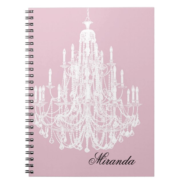 Chic Pink Chandelier Spiral Notebook (Front)
