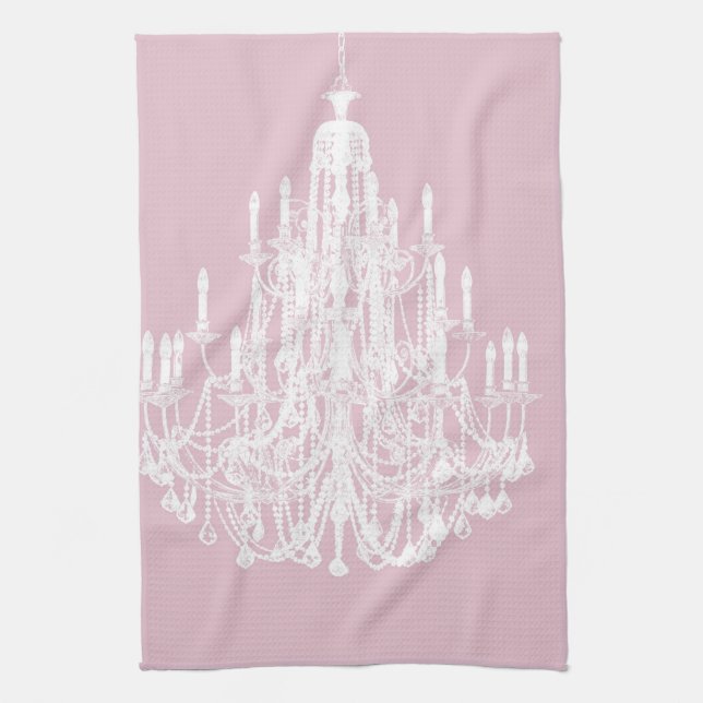 Chic Pink Chandelier Tea Towel (Vertical)