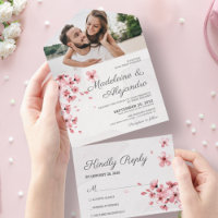 Chic pink cherry blossom romantic floral wedding