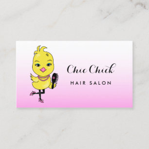 Chic Pink Chick With Brush Hair and Beauty Salon Business Card
