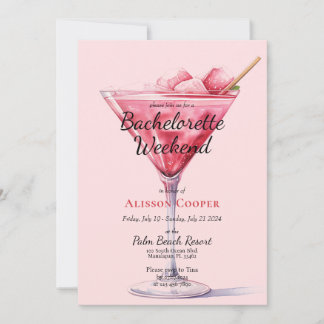 Chic Pink Cocktails | Bachelorette Weekend Invitation