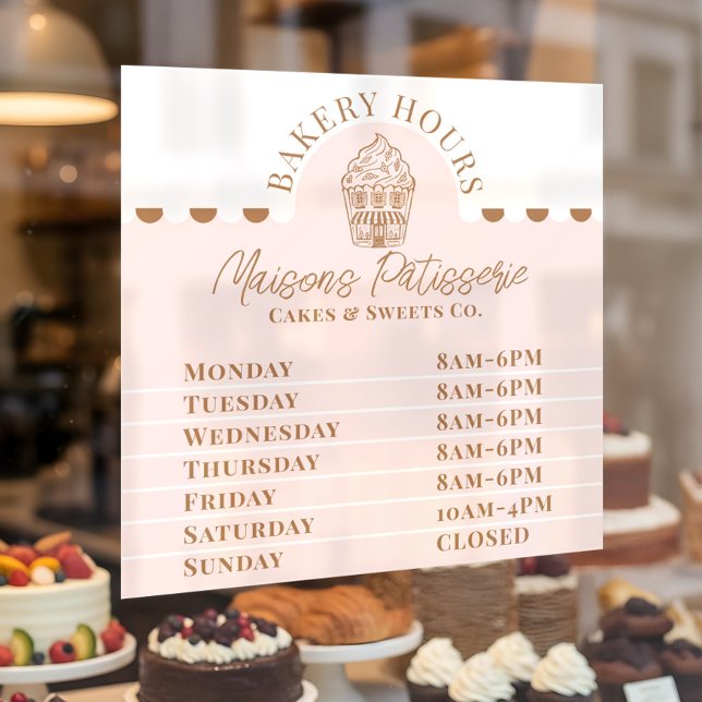 Chic Pink Cupcake Bakery Pastry Shop Store Hours (Chic Pink Cupcake Bakery Pastry Shop Store Hours Window Cling)
