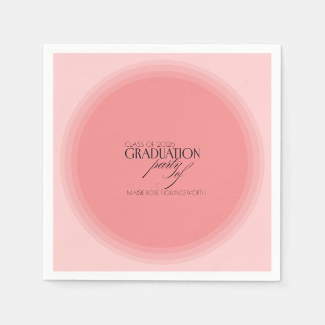 Chic pink customisable graduation party napkin (Front)