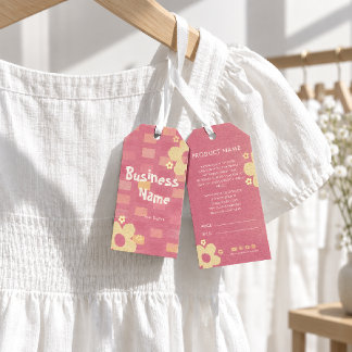 Chic Pink Daisy Business Product Price Hang Tag