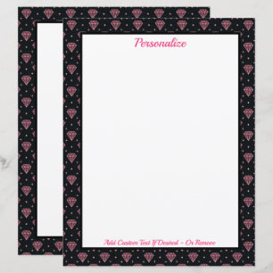 Chic Pink Diamond Pattern on Black Personalized