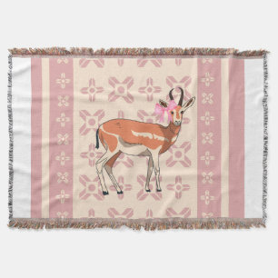 Chic Pink Doe-patterned Christmas  Throw Blanket