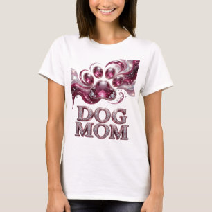 Chic Pink DOG MOM Quote Design T-Shirt