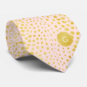 Chic pink faux gold glitter cheetah print monogram tie