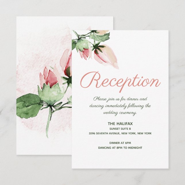 Chic Pink Floral Botanical Wedding Enclosure Card (Front/Back)