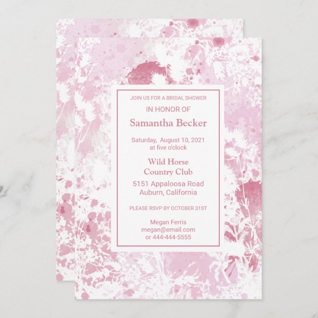 Chic Pink Floral Bridal Shower Invitation (Front/Back)