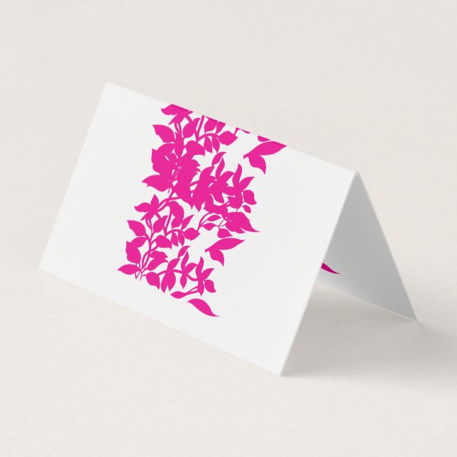 Chic Pink Floral Folded Business Card (Front)
