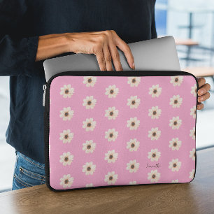 Chic Pink Floral Laptop Sleeve