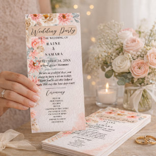 Chic Pink Floral Party Program Programme